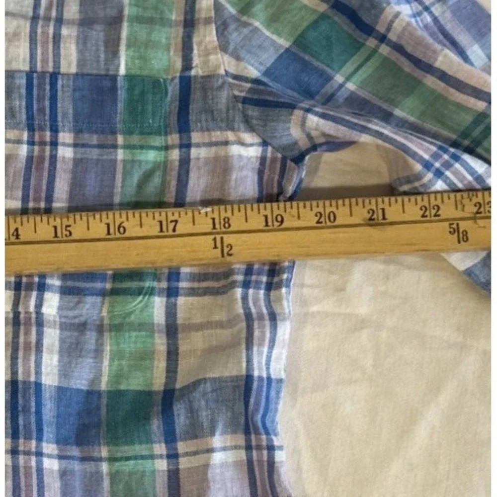 Brooks Brothers 1818 Regular Fit Linen Button Down Plaid Shirt Mens Small New - Picture 3 of 10